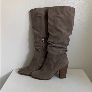 Faux suede women’s taupe boots size 7.5
